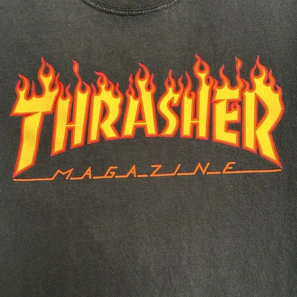 Thrasher Magazine Flame Logo Graphic T-Shirt Men Small Black Short Sleeve Cotton - Picture 4 of 8